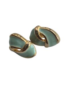 Gold and Green Clip On VintagenEarrings